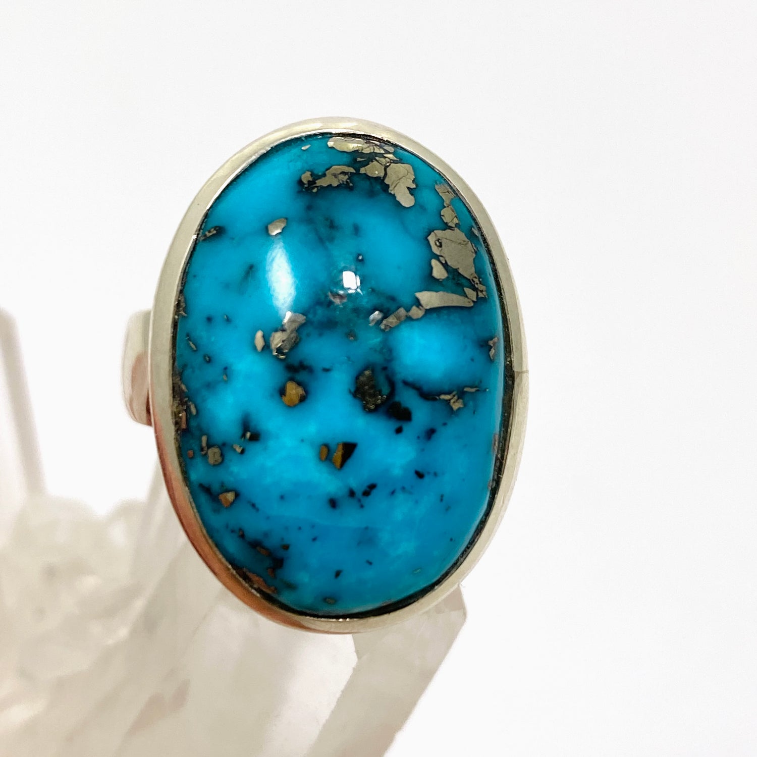Turquoise with Pyrite Oval Cabochon Ring Size 10 PRGJ870