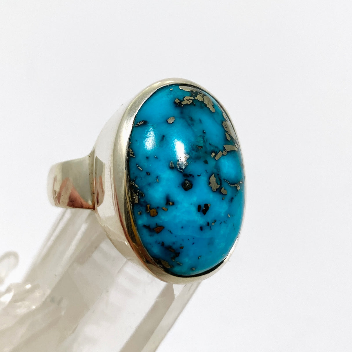 Turquoise with Pyrite Oval Cabochon Ring Size 10 PRGJ870