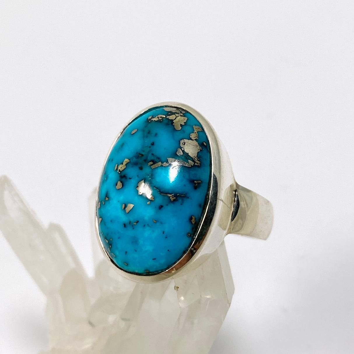Turquoise with Pyrite Oval Cabochon Ring Size 10 PRGJ870