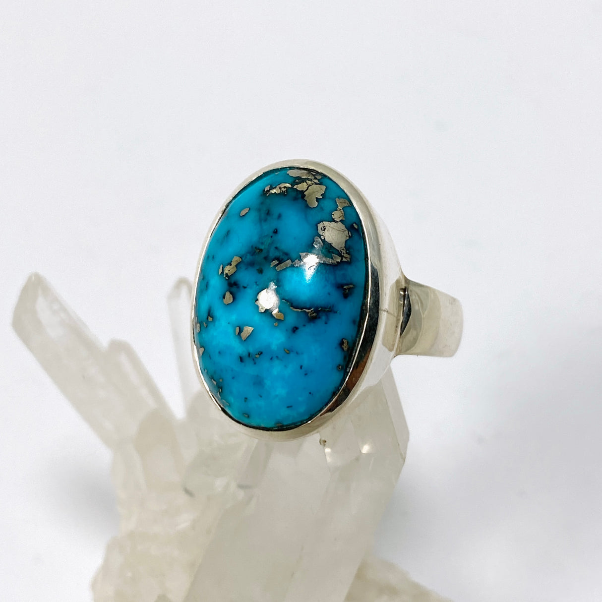 Turquoise with Pyrite Oval Cabochon Ring Size 10 PRGJ870