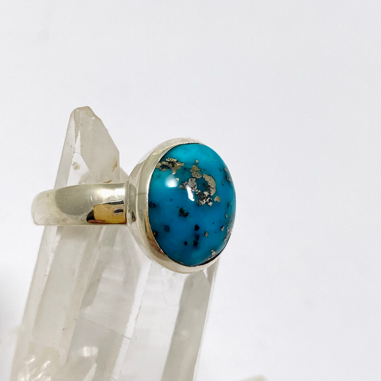 Turquoise with Pyrite Oval Cabochon Ring Size 9.5 PRGJ871
