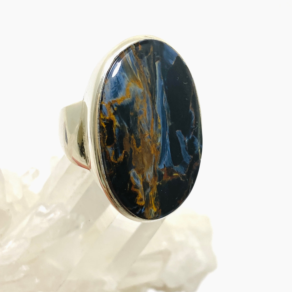 Pietersite Oval Cabochon Ring Size 8.5 PRGJ671