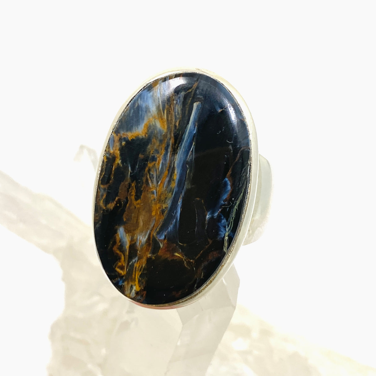 Pietersite Oval Cabochon Ring Size 8.5 PRGJ671