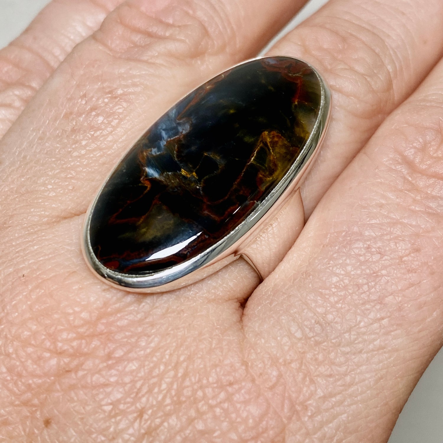 Pietersite Oval Cabochon Ring Size 8 PRGJ898