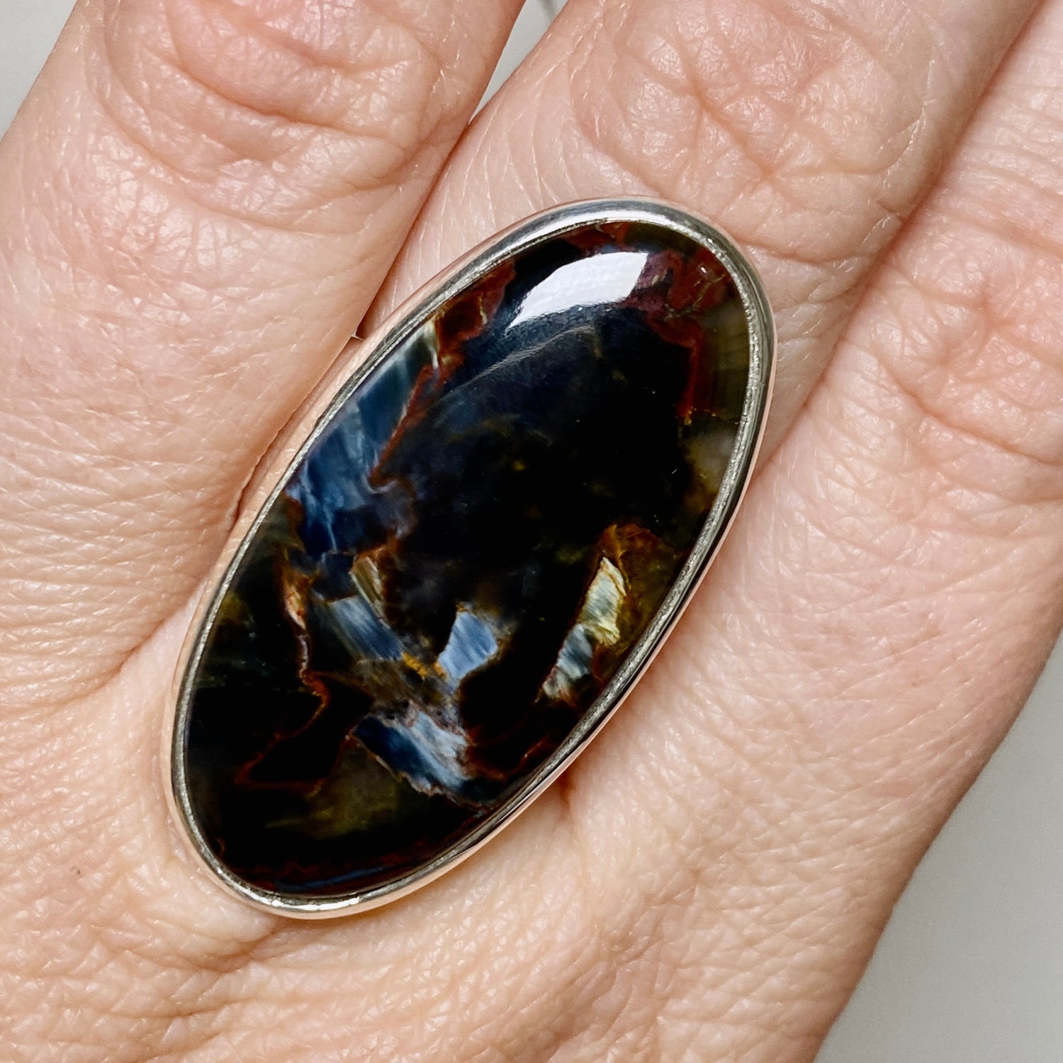 Pietersite Oval Cabochon Ring Size 8 PRGJ898