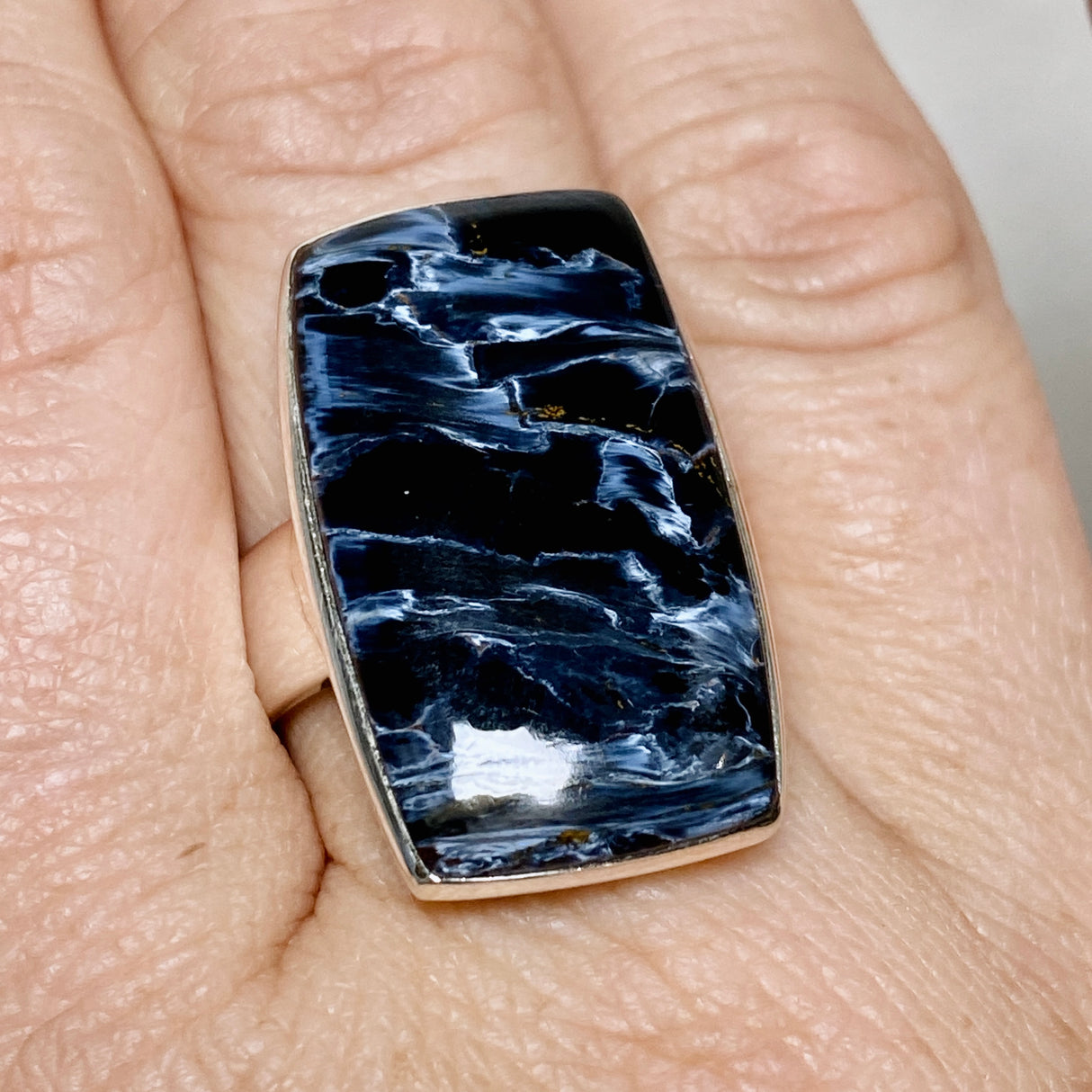 Pietersite Rectangular Cabochon Ring Size 10 PRGJ899