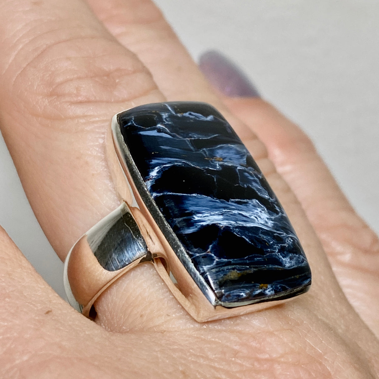 Pietersite Rectangular Cabochon Ring Size 10 PRGJ899