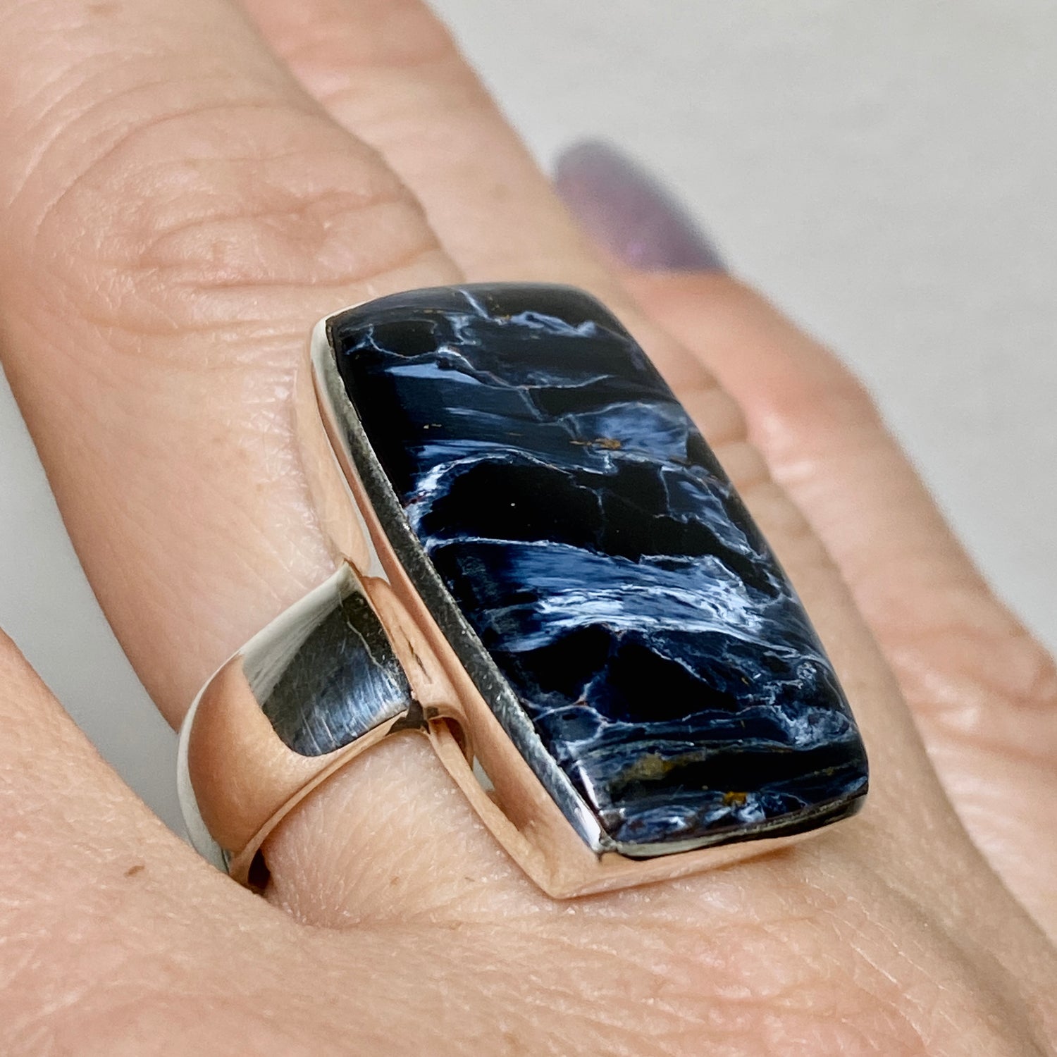 Pietersite Rectangular Cabochon Ring Size 10 PRGJ899