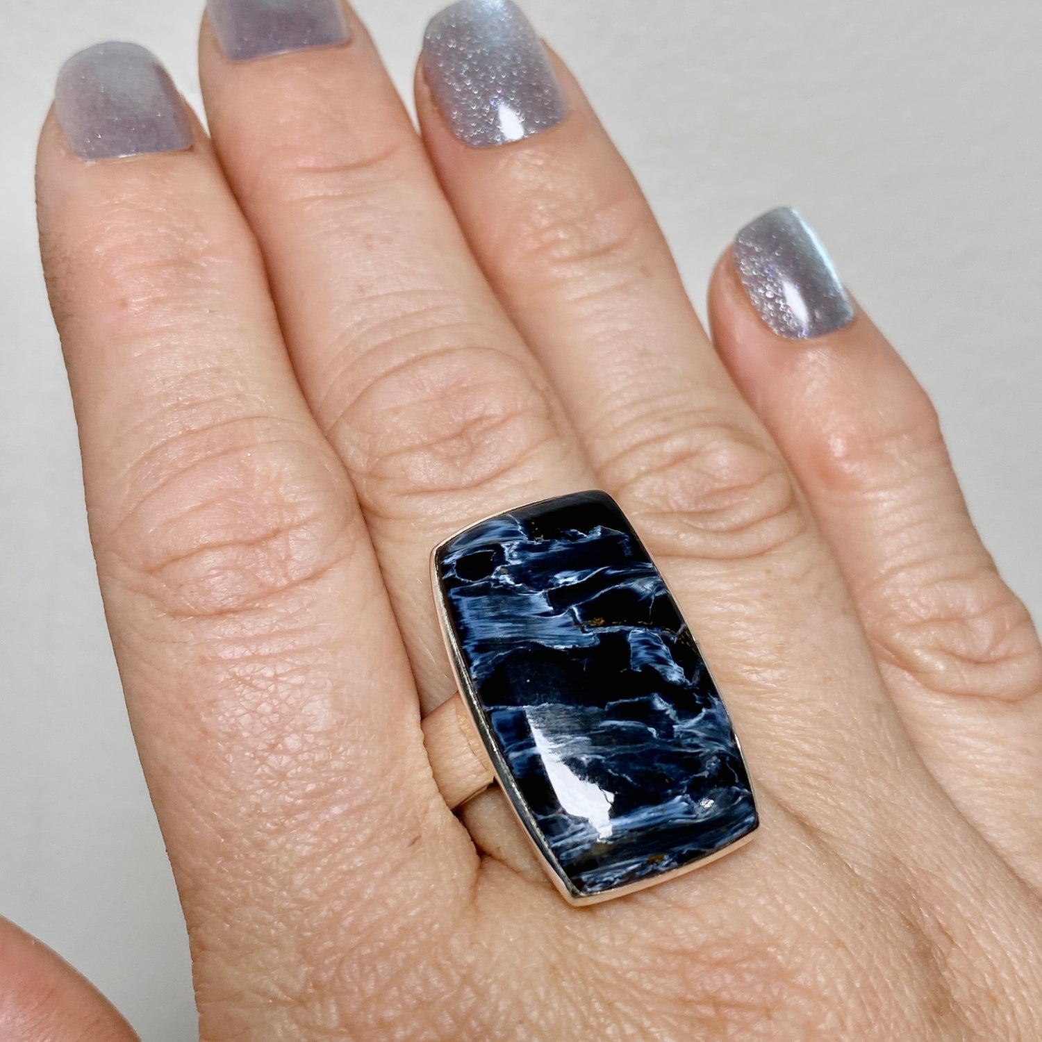 Pietersite Rectangular Cabochon Ring Size 10 PRGJ899