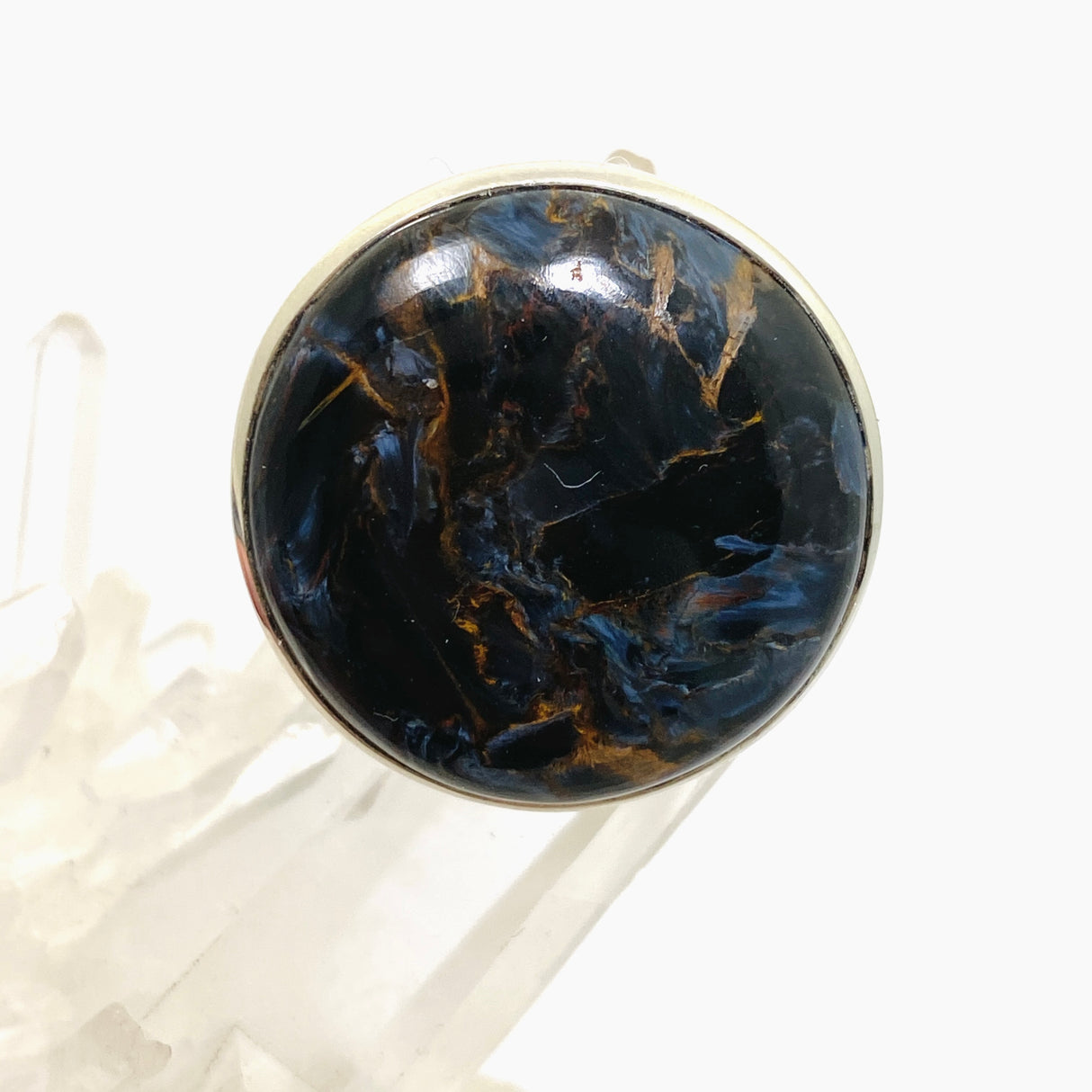 Pietersite Round Cabochon Ring Size 10.5 PRGJ897