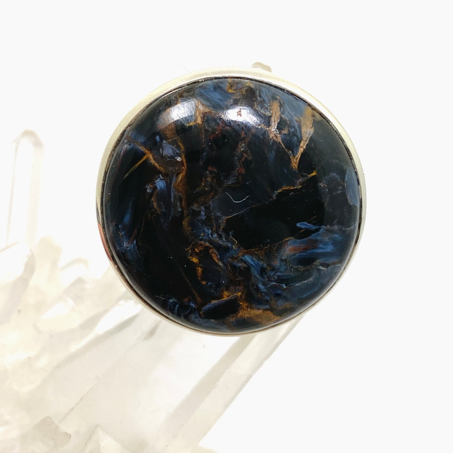Pietersite Round Cabochon Ring Size 10.5 PRGJ897