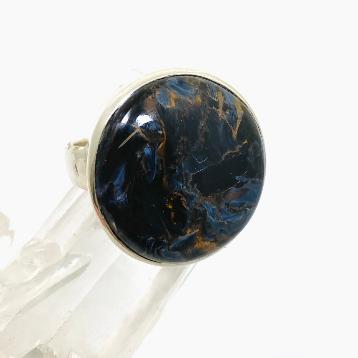 Pietersite Round Cabochon Ring Size 10.5 PRGJ897