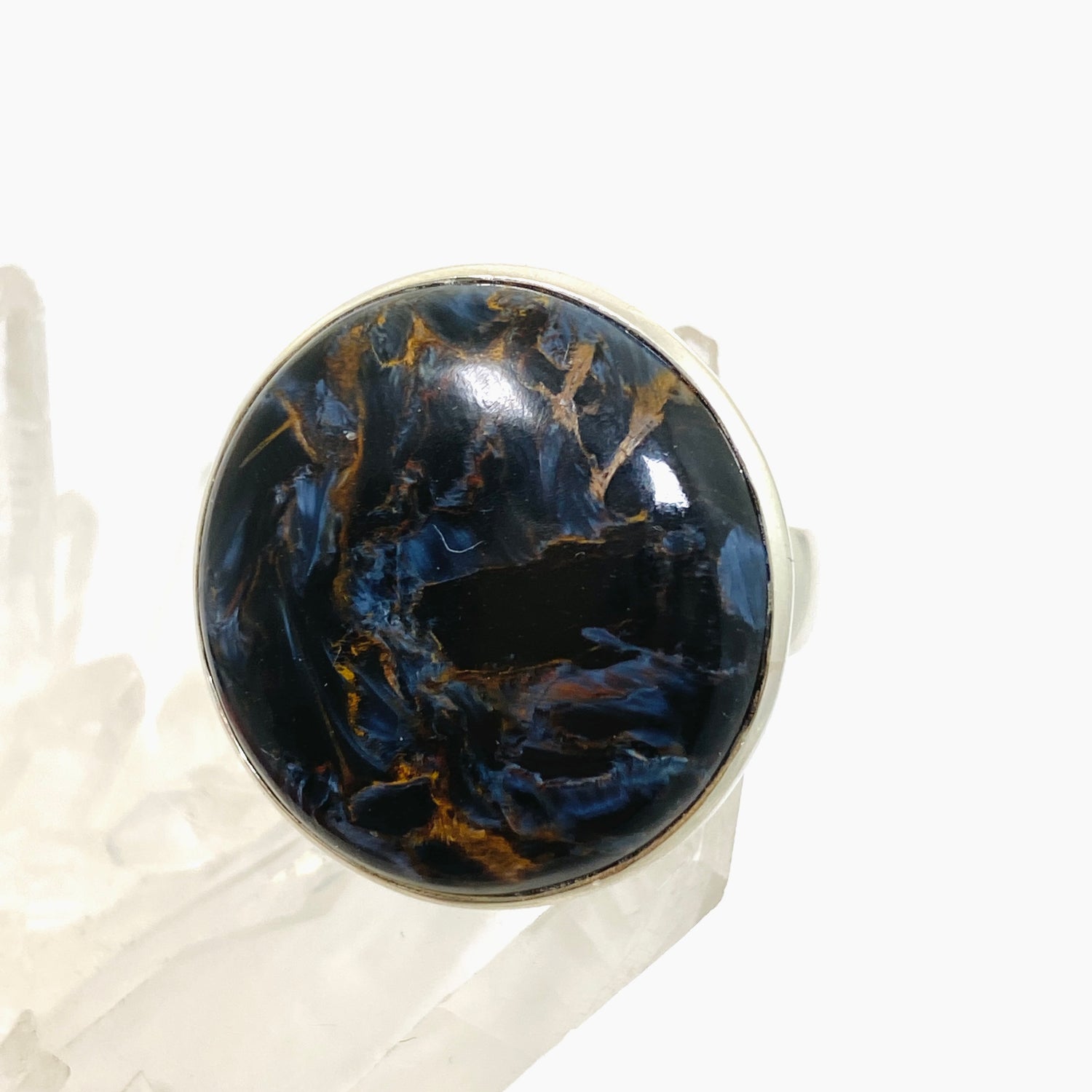 Pietersite Round Cabochon Ring Size 10.5 PRGJ897