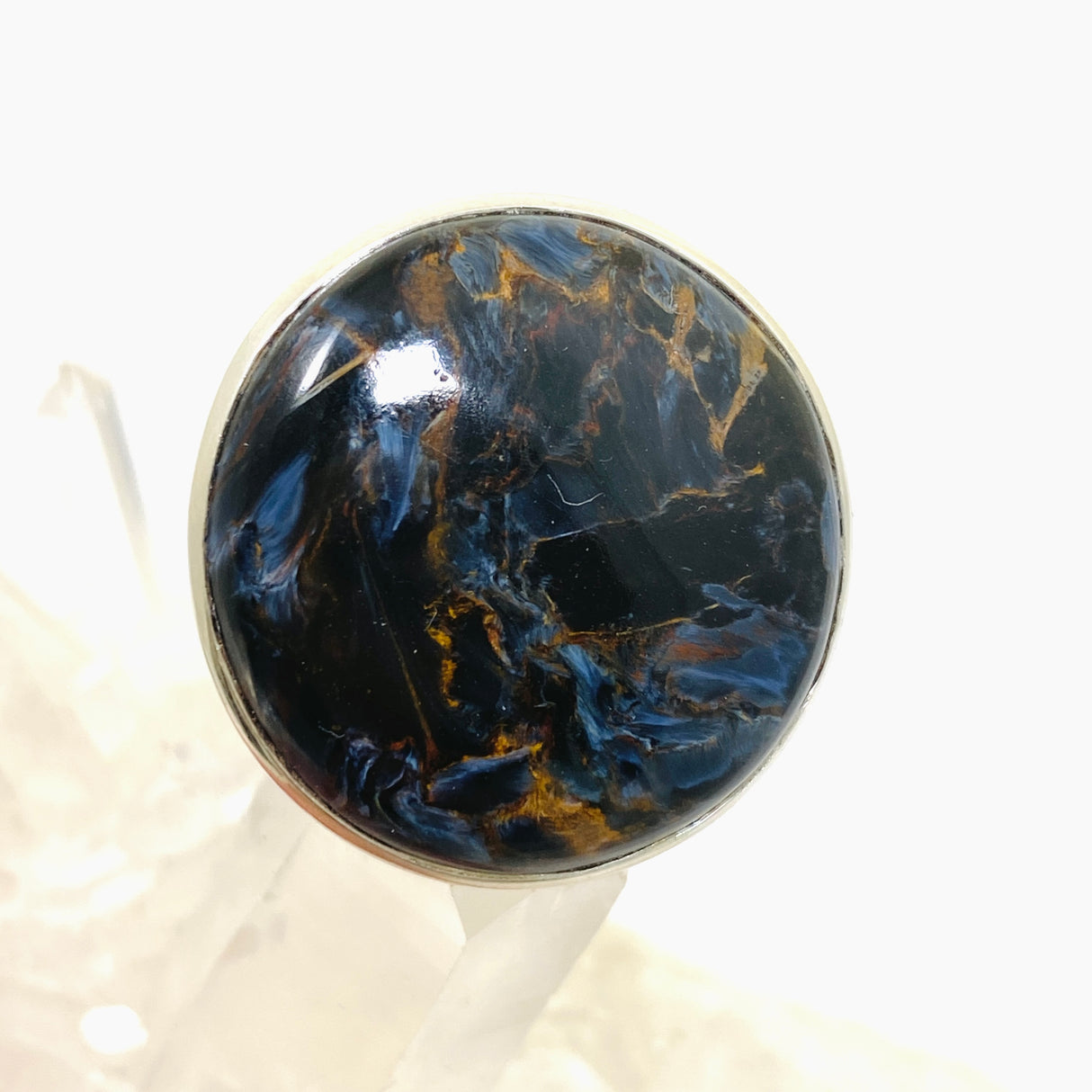 Pietersite Round Cabochon Ring Size 10.5 PRGJ897