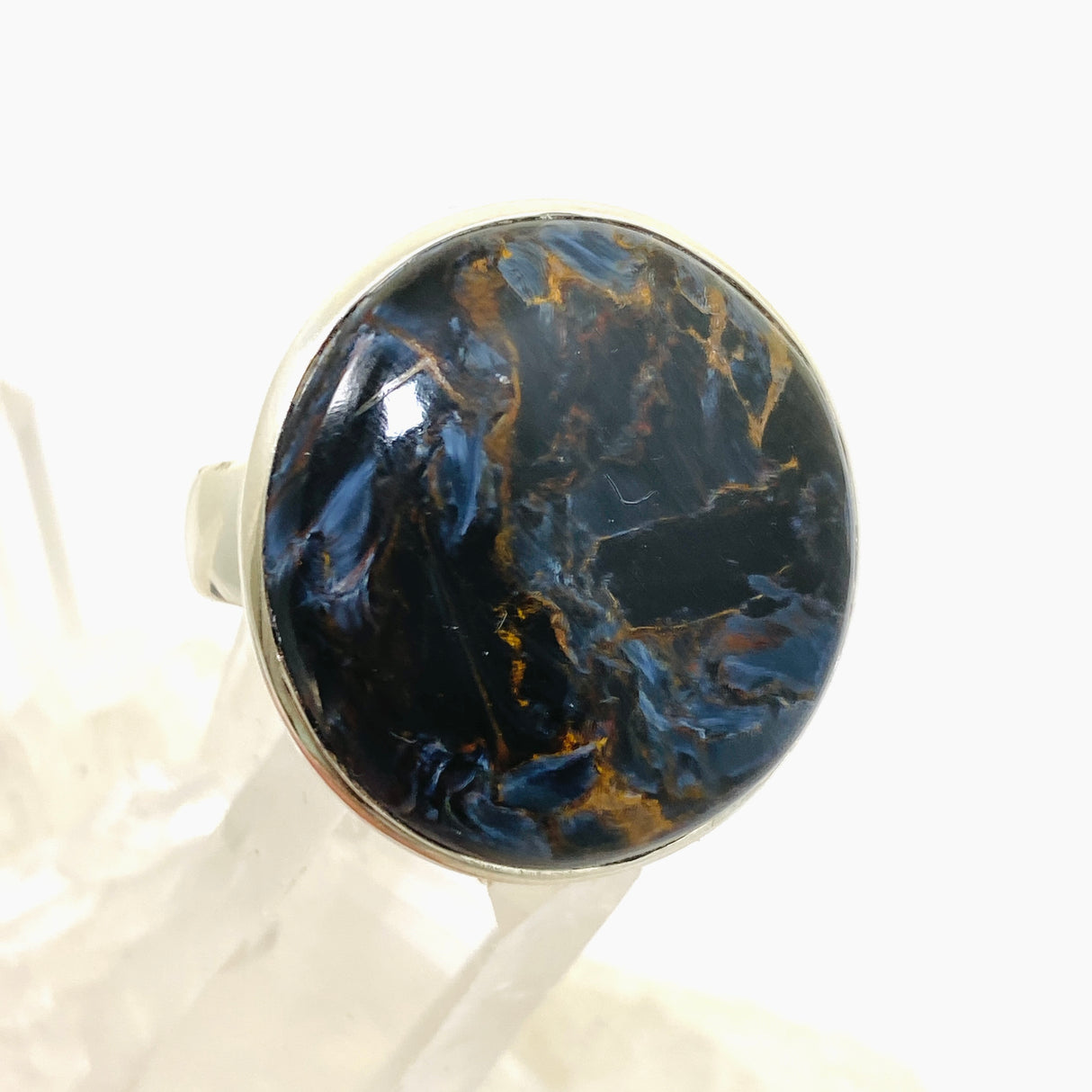 Pietersite Round Cabochon Ring Size 10.5 PRGJ897