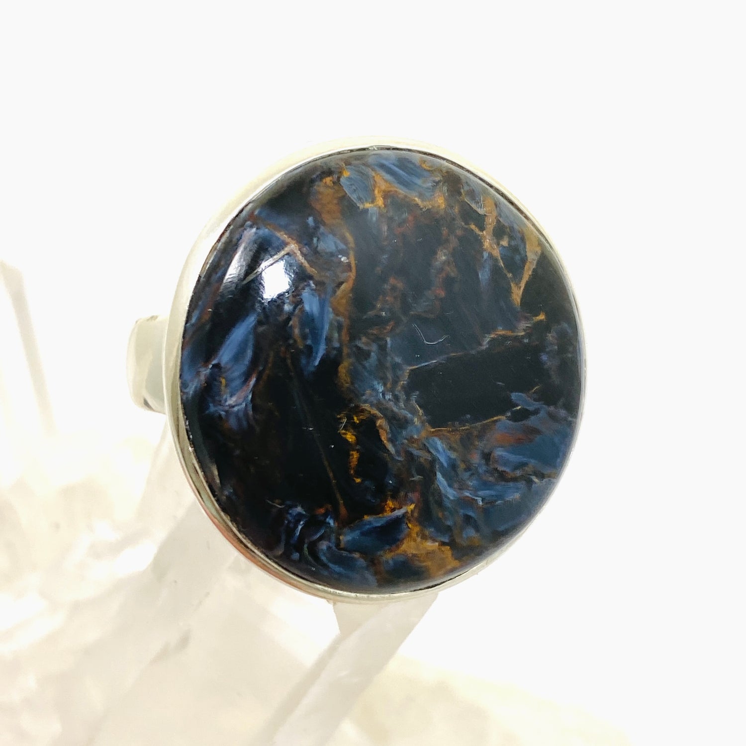 Pietersite Round Cabochon Ring Size 10.5 PRGJ897
