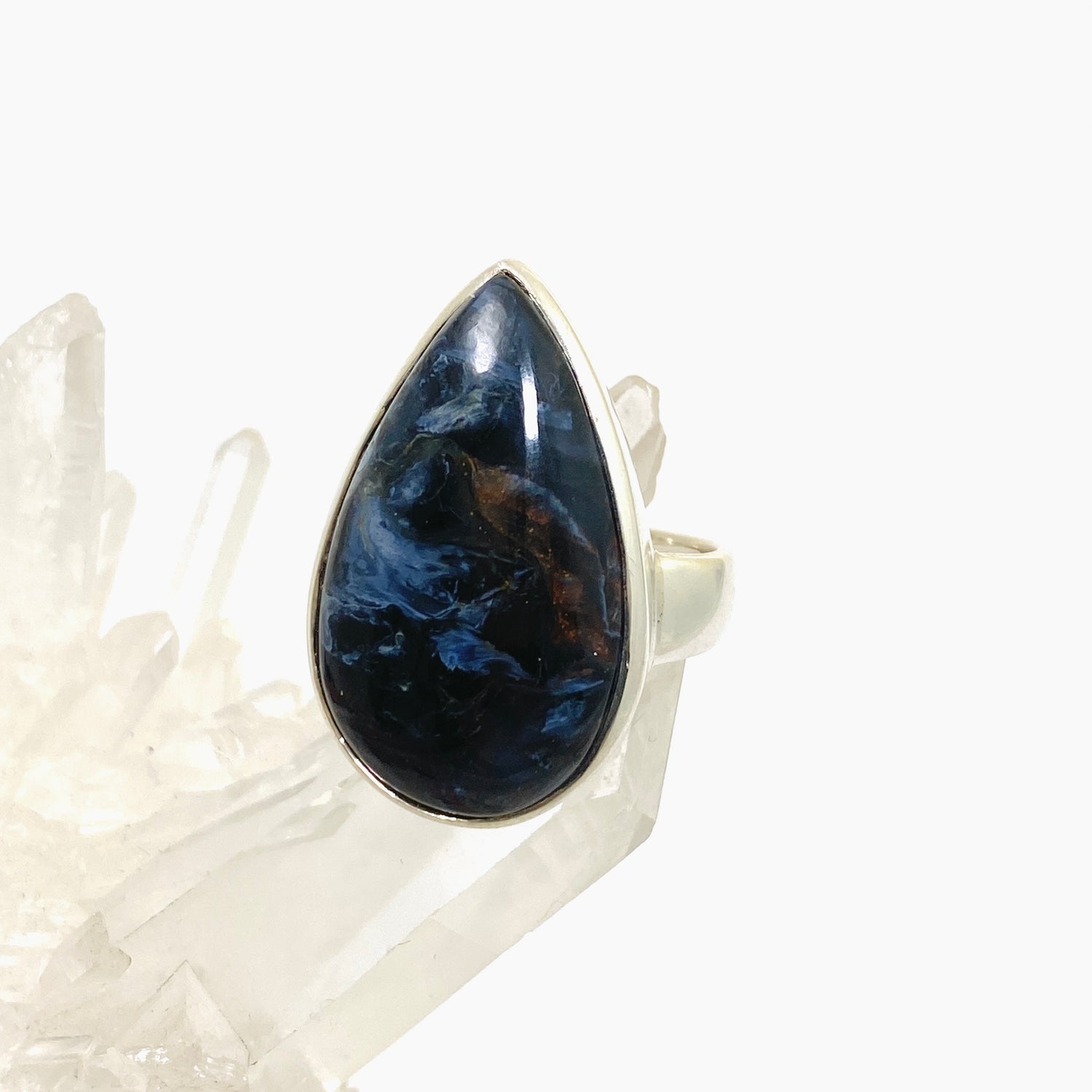 Pietersite Teardrop Cabochon Ring Size 9.5 PRGJ900