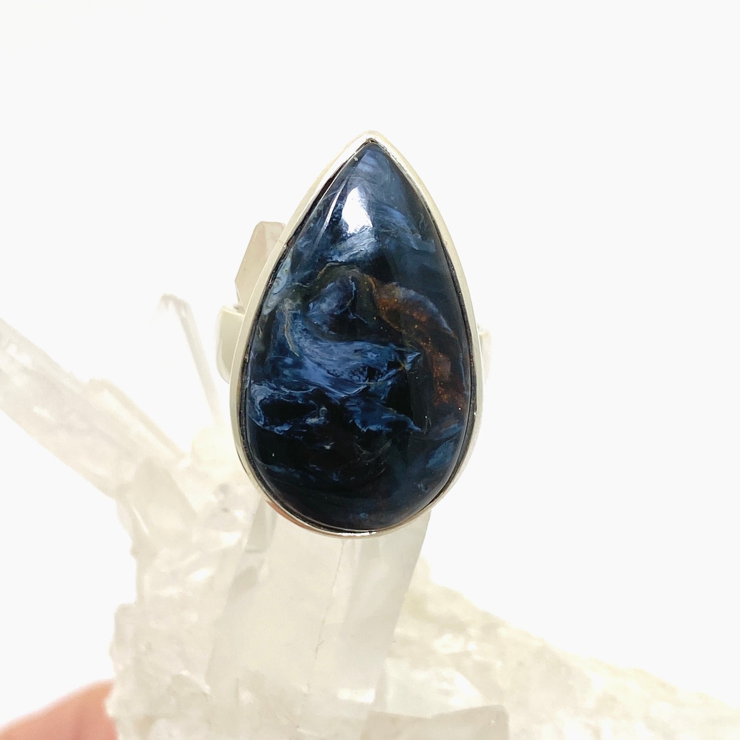 Pietersite Teardrop Cabochon Ring Size 9.5 PRGJ900