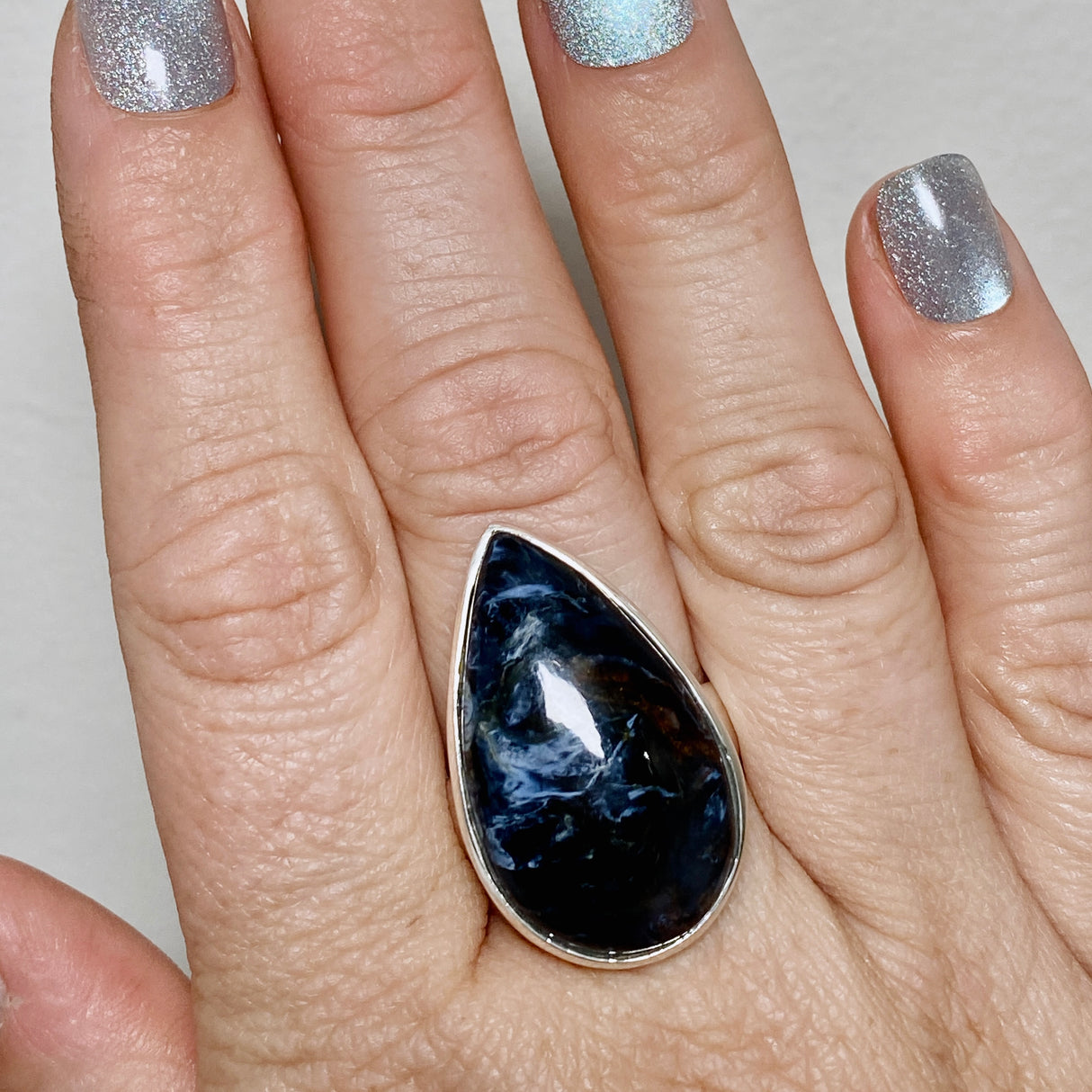 Pietersite Teardrop Cabochon Ring Size 9.5 PRGJ900