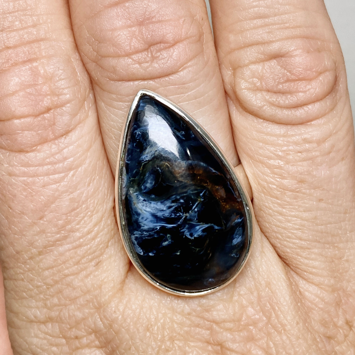 Pietersite Teardrop Cabochon Ring Size 9.5 PRGJ900