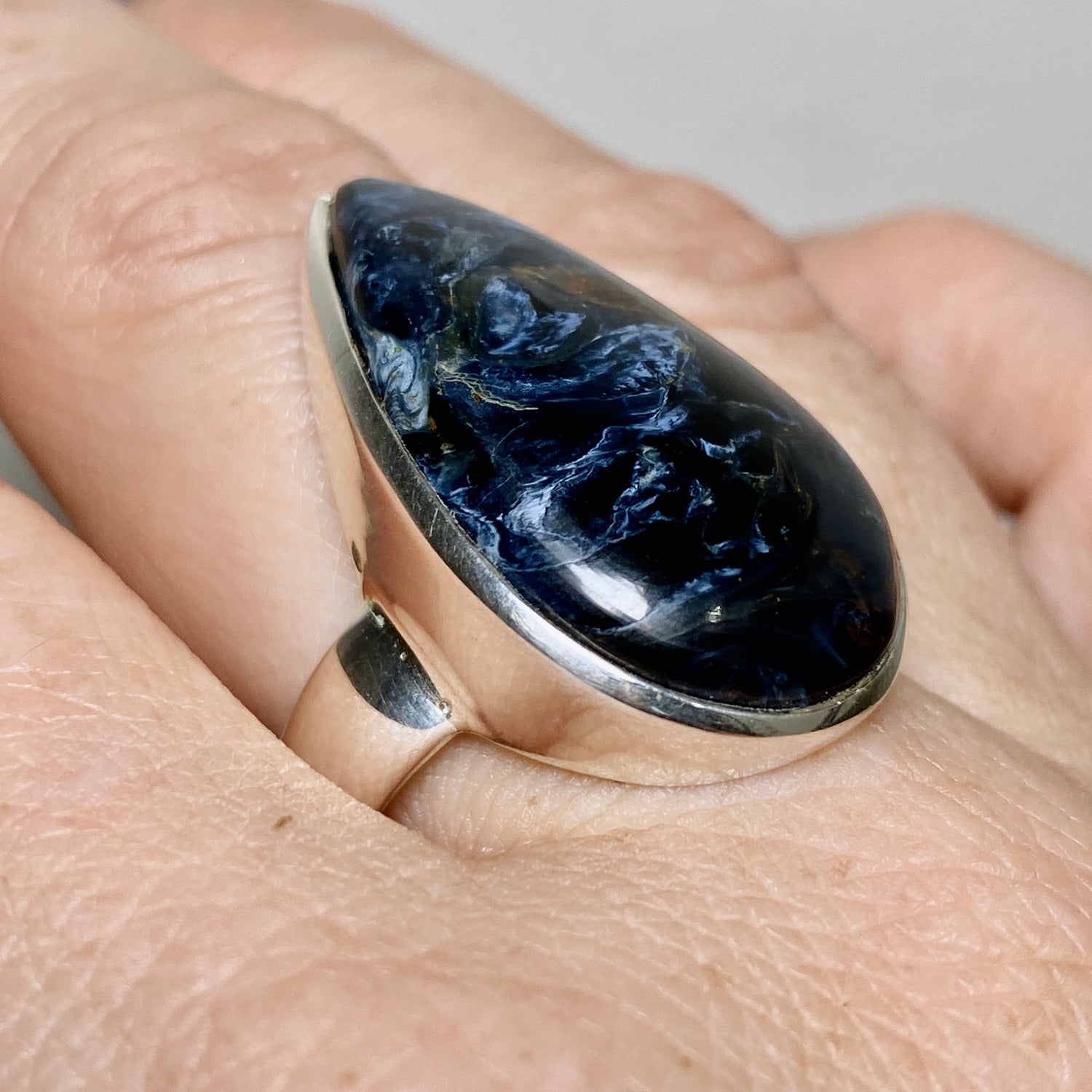 Pietersite Teardrop Cabochon Ring Size 9.5 PRGJ900