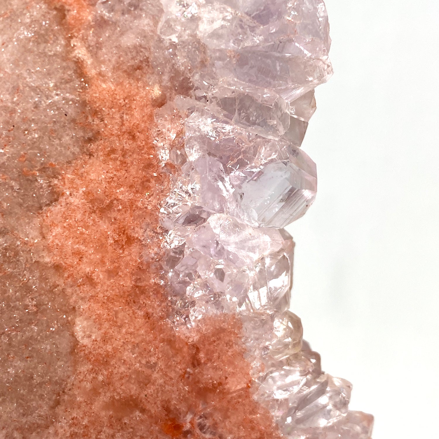 Pink Amethyst with quartz slice on stand PASL-01