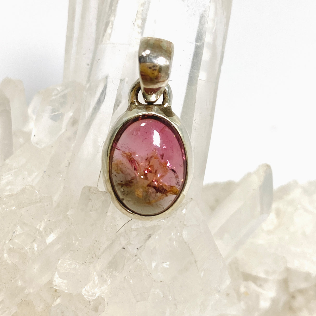 Pink Tourmaline Oval Cabochon Pendant PPGJ1177