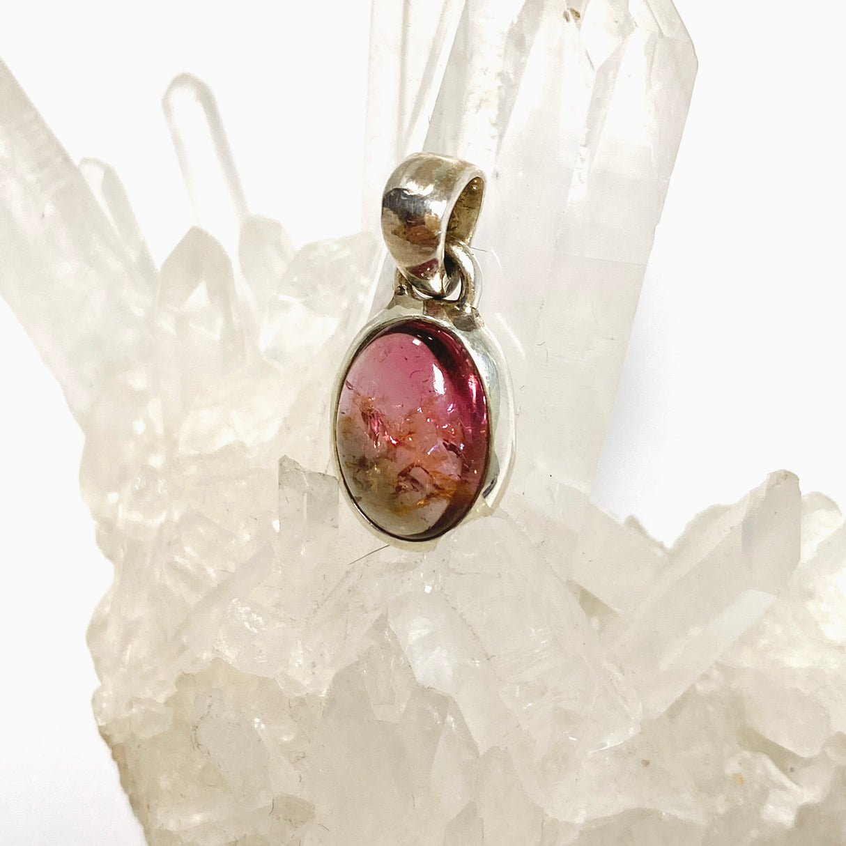 Pink Tourmaline Oval Cabochon Pendant PPGJ1177