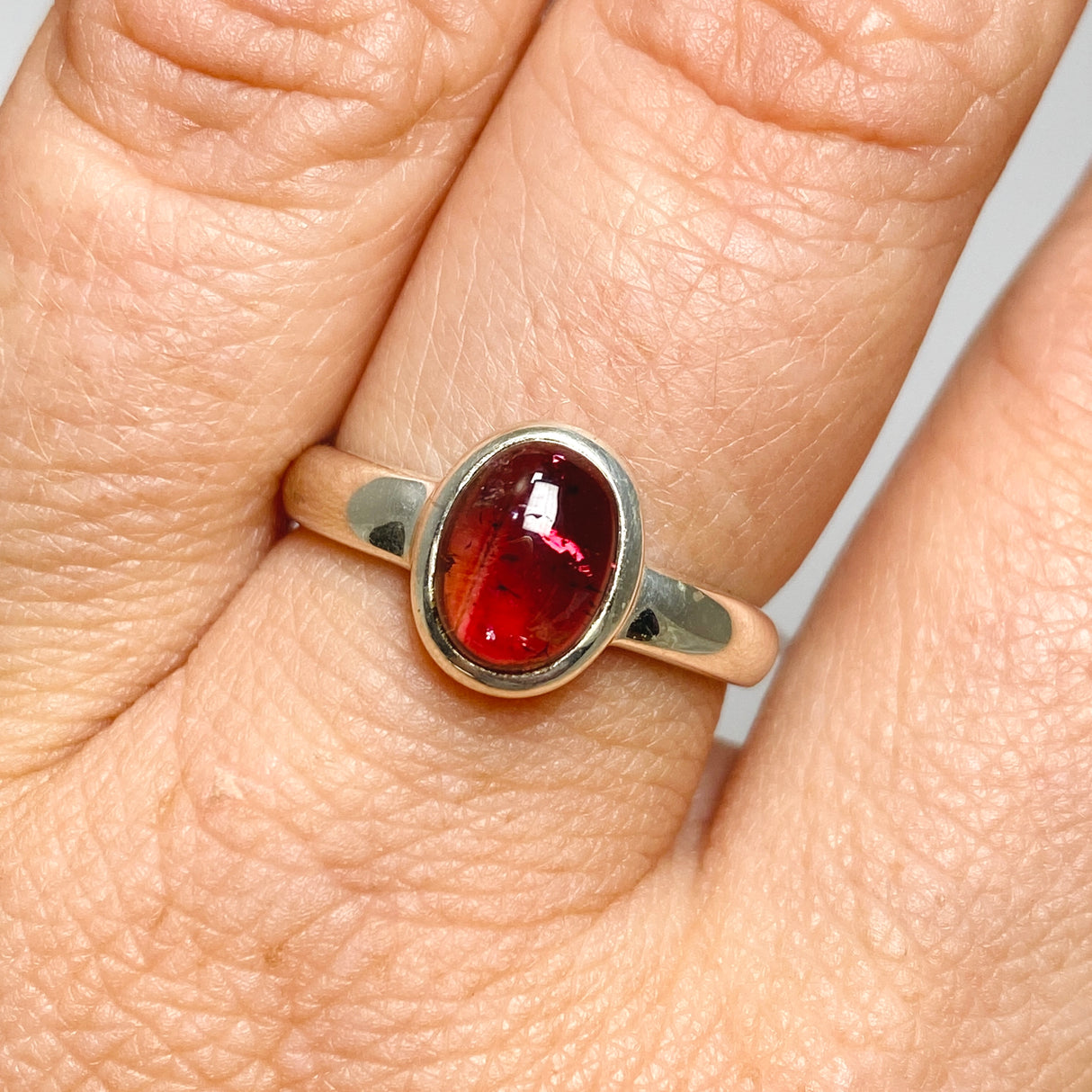 Pink Tourmaline Oval Cabochon Ring Size 7.5 PRGJ734