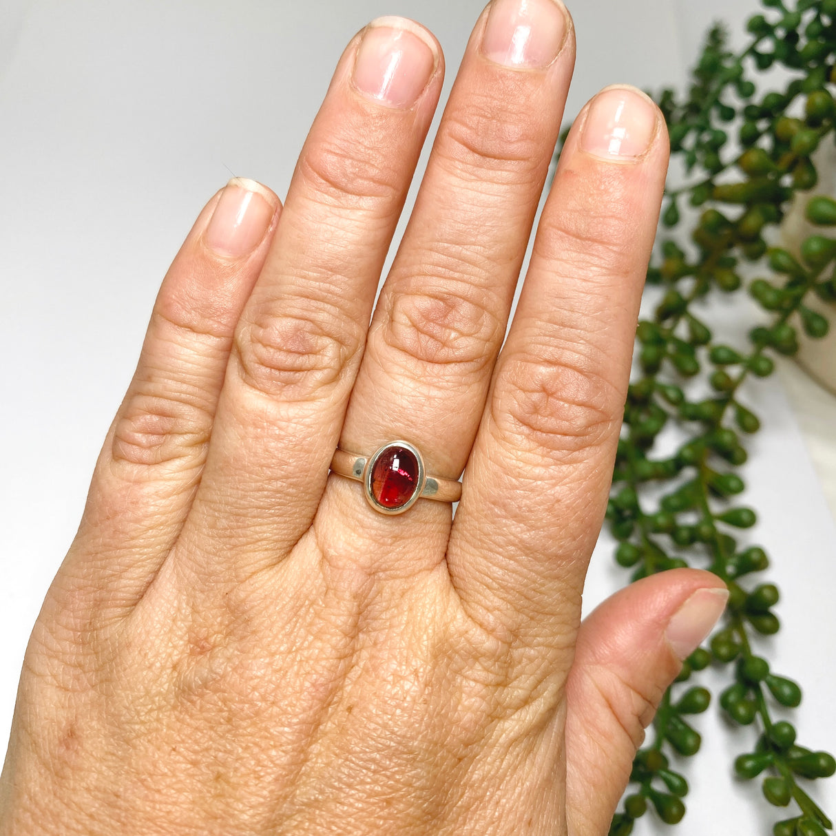 Pink Tourmaline Oval Cabochon Ring Size 7.5 PRGJ734