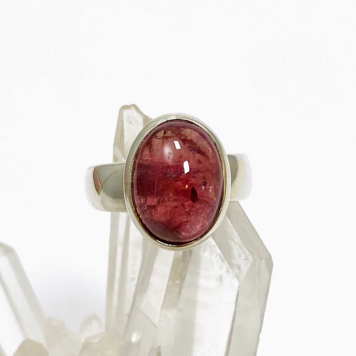 Pink Tourmaline Oval Cabochon Ring Size 7 PRGJ736