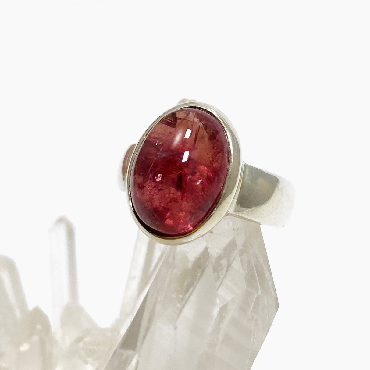 Pink Tourmaline Oval Cabochon Ring Size 7 PRGJ736