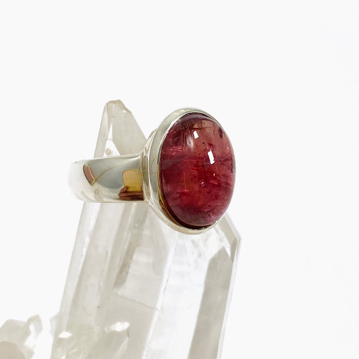 Pink Tourmaline Oval Cabochon Ring Size 7 PRGJ736