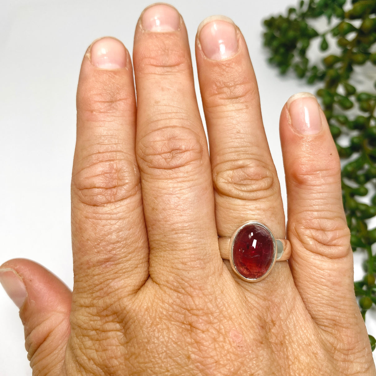 Pink Tourmaline Oval Cabochon Ring Size 7 PRGJ736