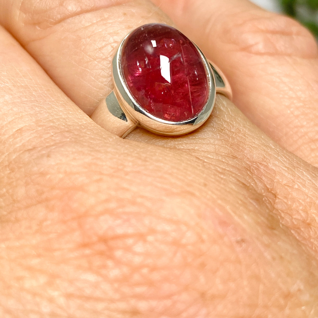 Pink Tourmaline Oval Cabochon Ring Size 7 PRGJ736