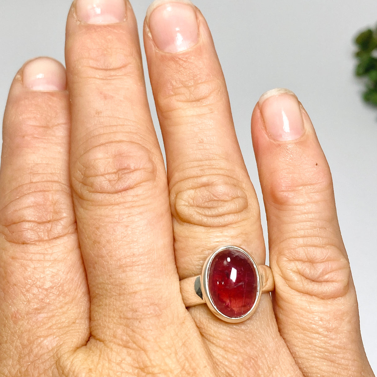 Pink Tourmaline Oval Cabochon Ring Size 7 PRGJ736