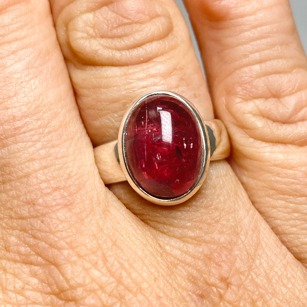 Pink Tourmaline Oval Cabochon Ring Size 7 PRGJ736