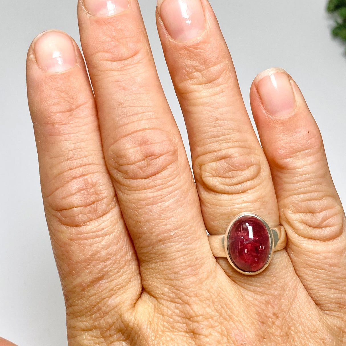 Pink Tourmaline Oval Cabochon Ring Size 7 PRGJ736