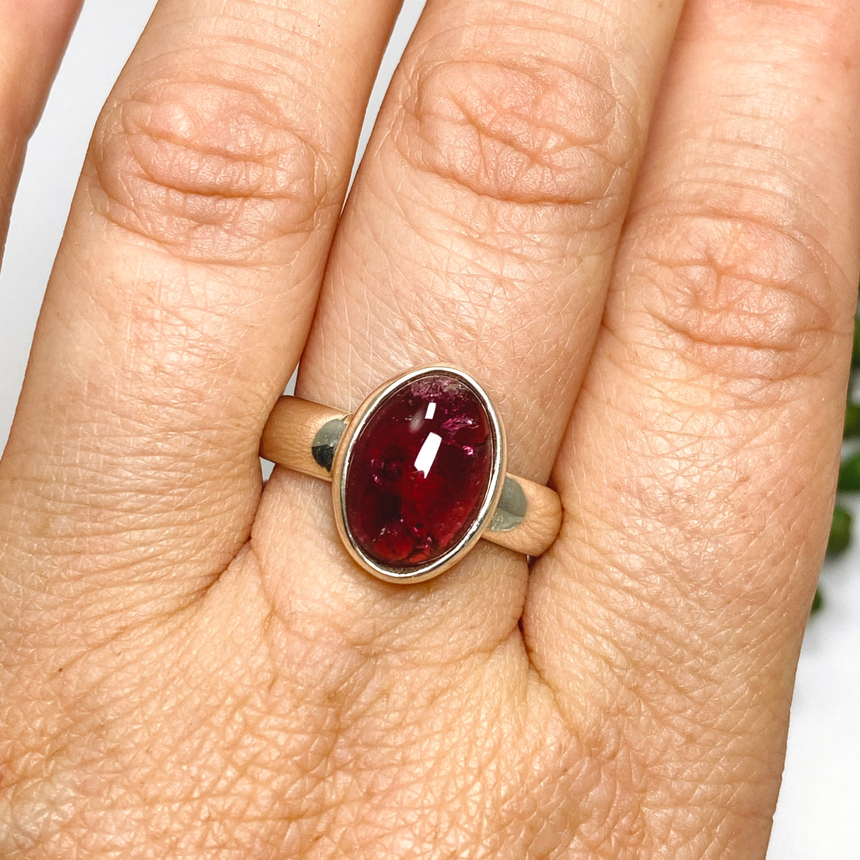 Pink Tourmaline Oval Cabochon Ring Size 8.5 PRGJ737