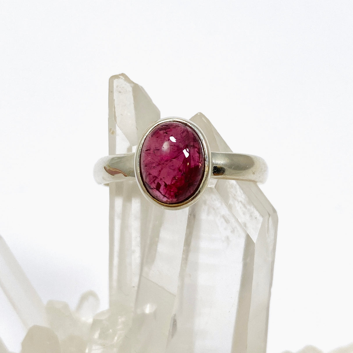 Pink Tourmaline Oval Cabochon Ring Size 9 PRGJ735