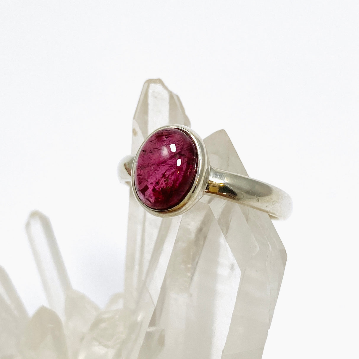 Pink Tourmaline Oval Cabochon Ring Size 9 PRGJ735