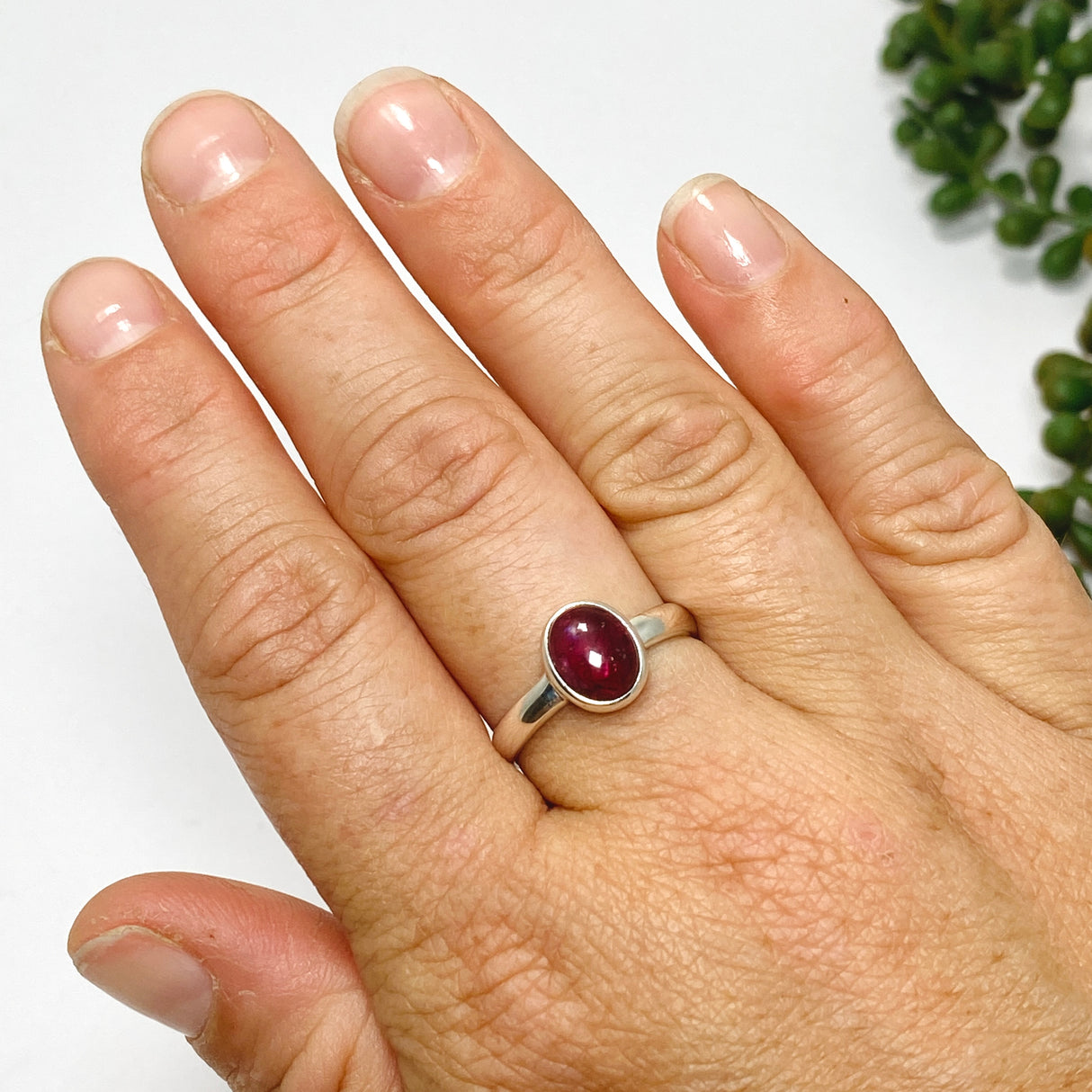 Pink Tourmaline Oval Cabochon Ring Size 9 PRGJ735