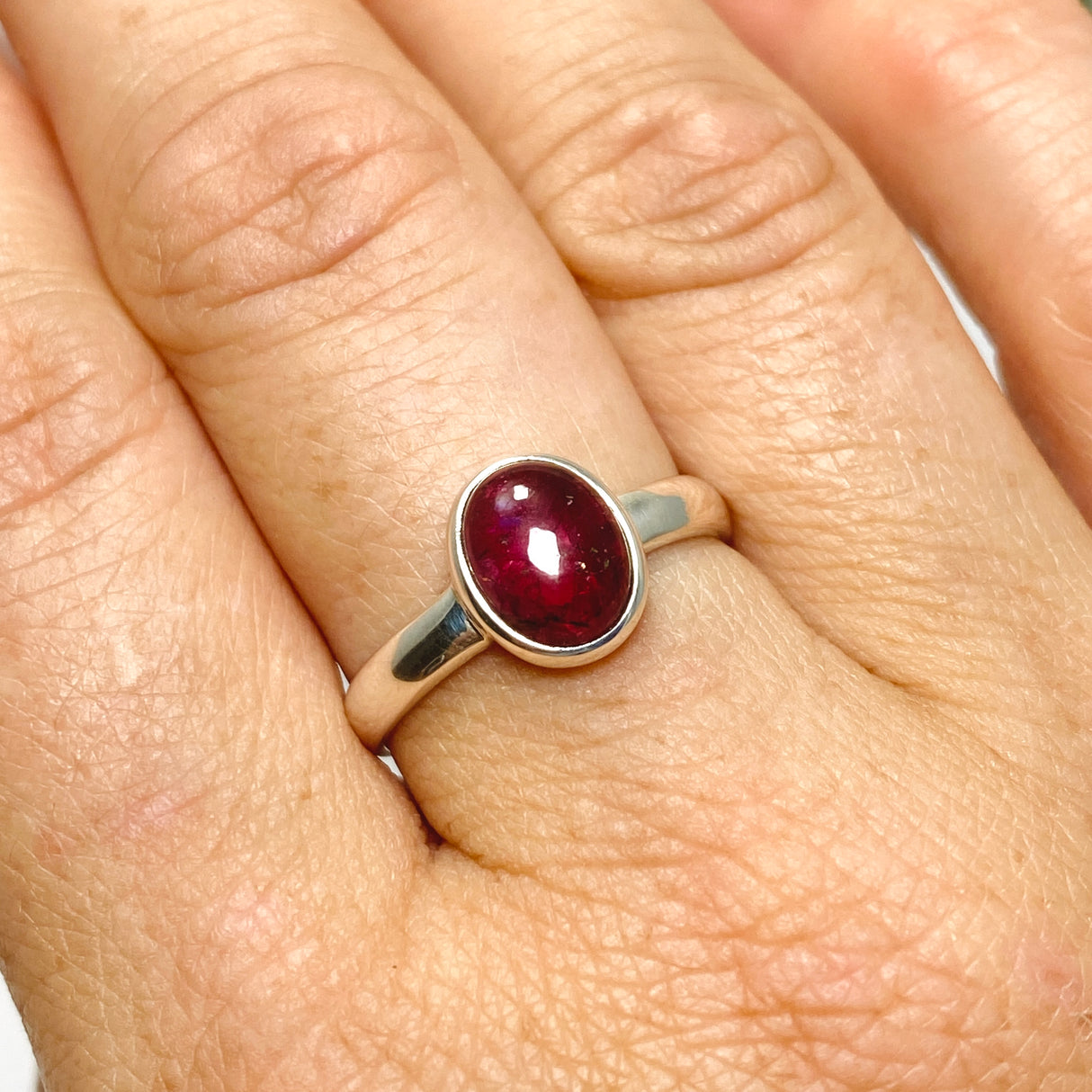 Pink Tourmaline Oval Cabochon Ring Size 9 PRGJ735