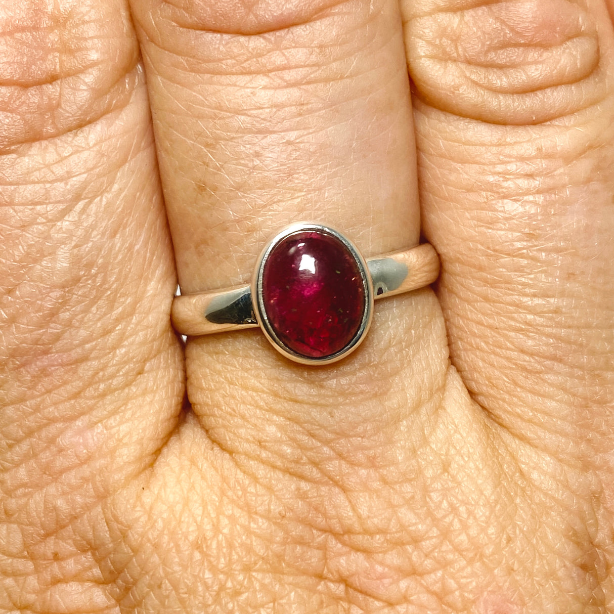 Pink Tourmaline Oval Cabochon Ring Size 9 PRGJ735