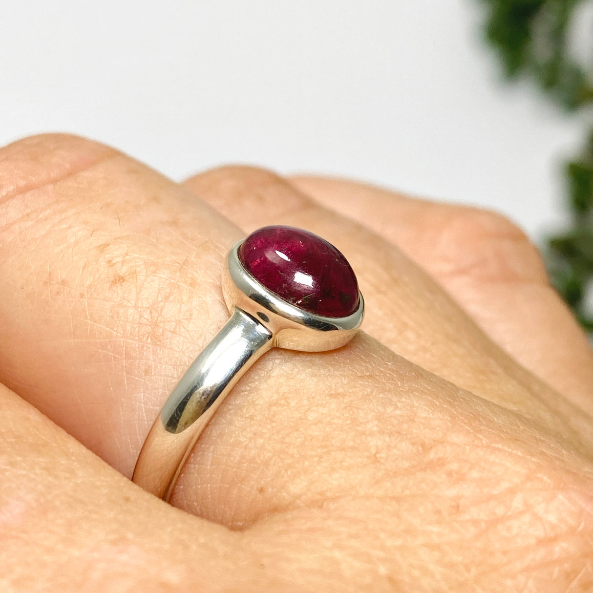 Pink Tourmaline Oval Cabochon Ring Size 9 PRGJ735