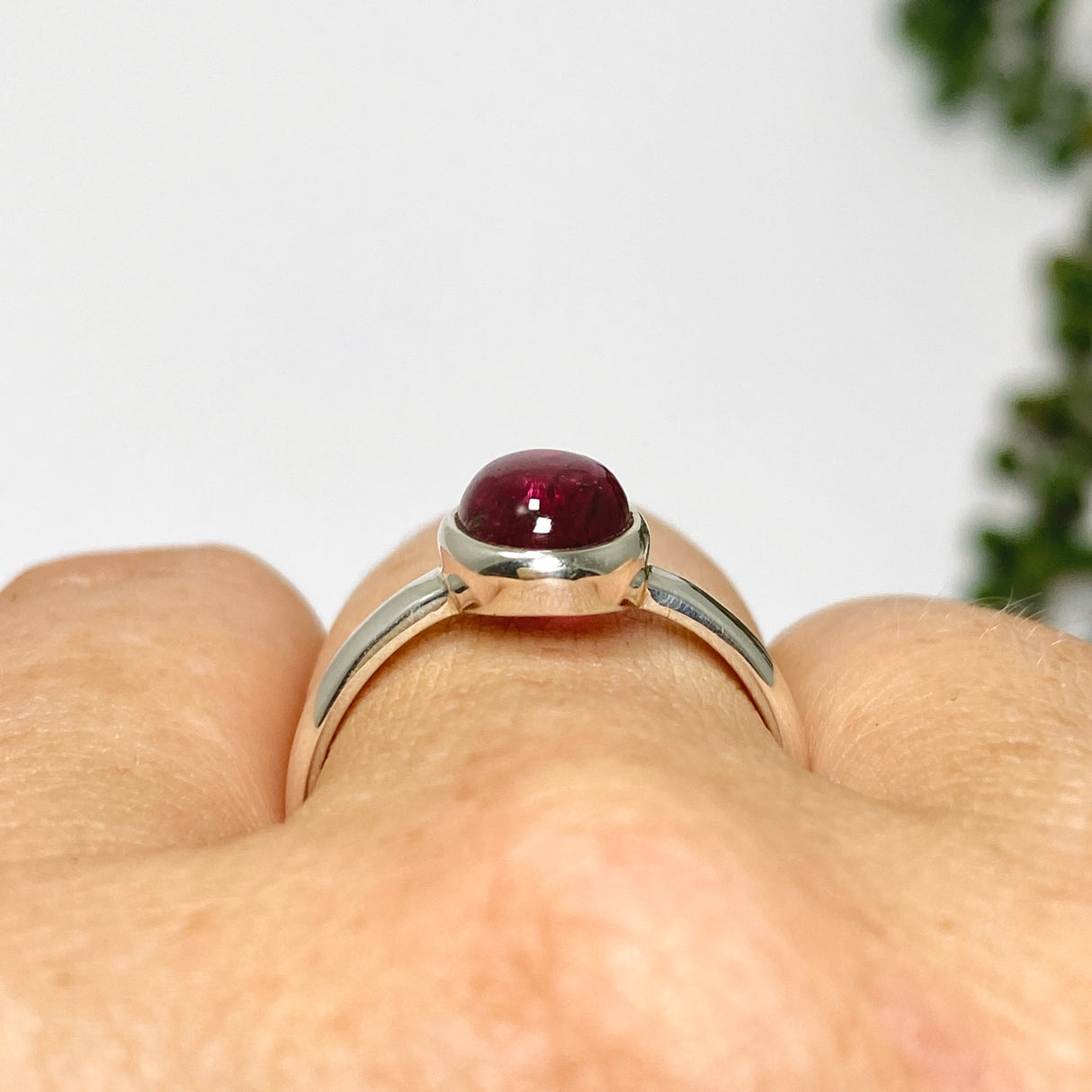 Pink Tourmaline Oval Cabochon Ring Size 9 PRGJ735