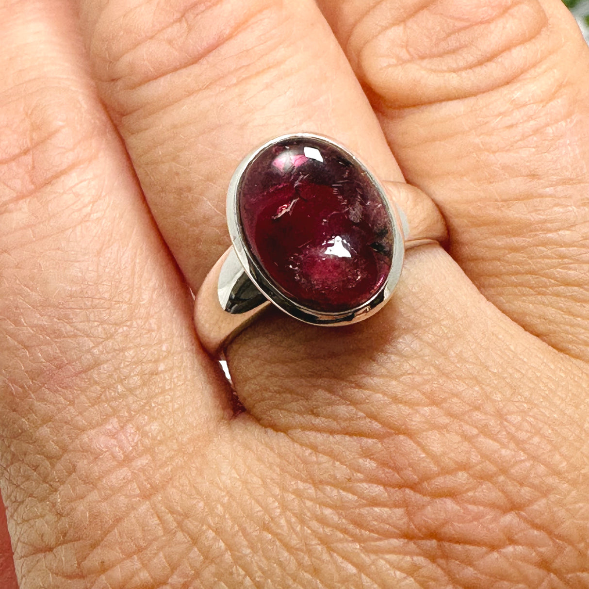 Pink Tourmaline Oval Cabochon Ring Size 9 PRGJ738