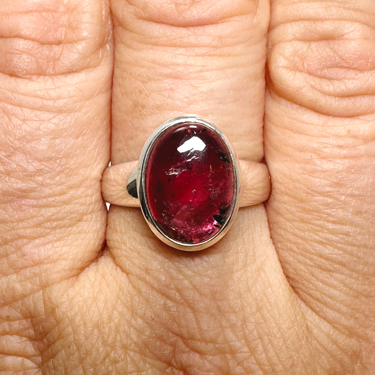 Pink Tourmaline Oval Cabochon Ring Size 9 PRGJ738