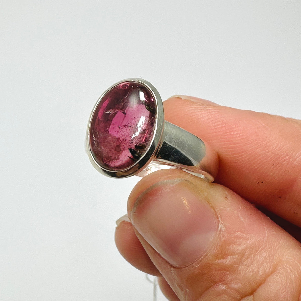 Pink Tourmaline Oval Cabochon Ring Size 9 PRGJ738