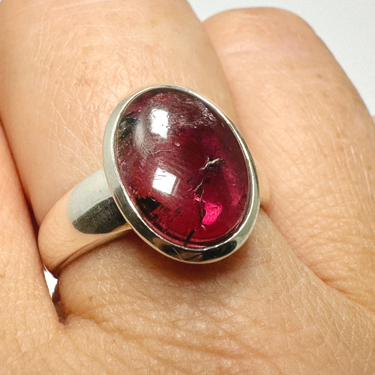Pink Tourmaline Oval Cabochon Ring Size 9 PRGJ738